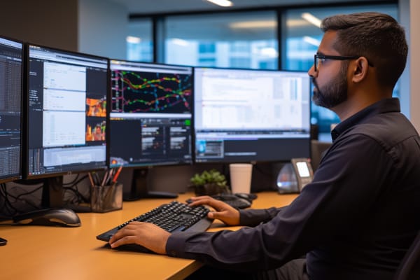 AWS Certification Worth It : How the Certified Cloud Security Professional (CCSP) Enhances AWS Skills Concentrated IT professional evaluating data on dual monitors, is AWS certification worth it?
